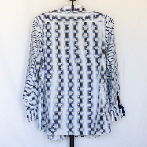 Robert Graham Mens Smart Casual Shirt, White & Blue, Contrast Cuffs, Size 2XL - Picture 10 of 13